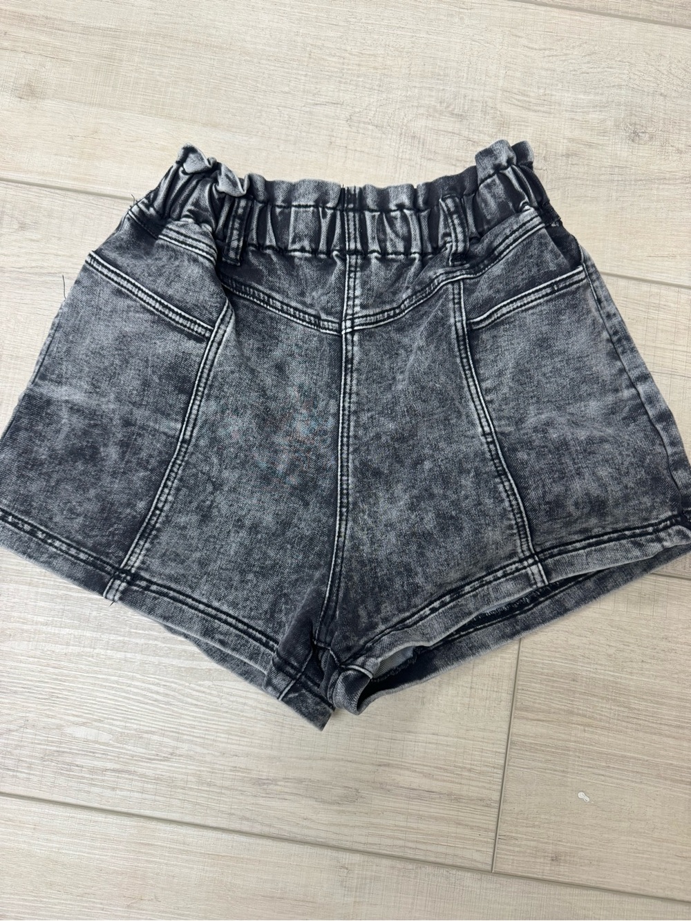 Blank NYC Washed Black High-Waist Paperbag Denim Shorts